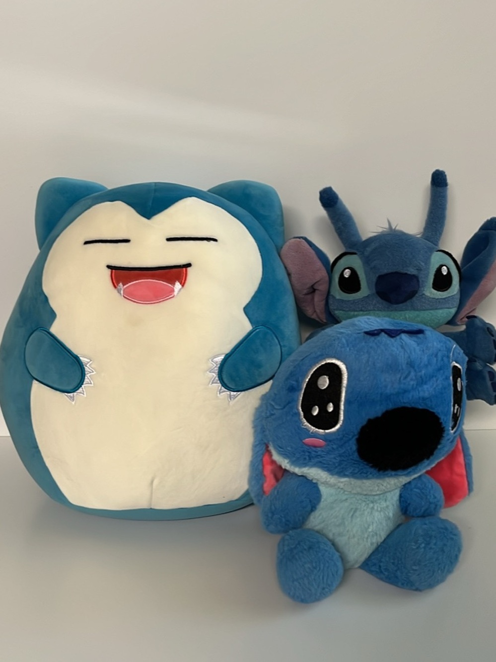 Squishmallows Blue and Cream Plush with Blue Stitch Companions